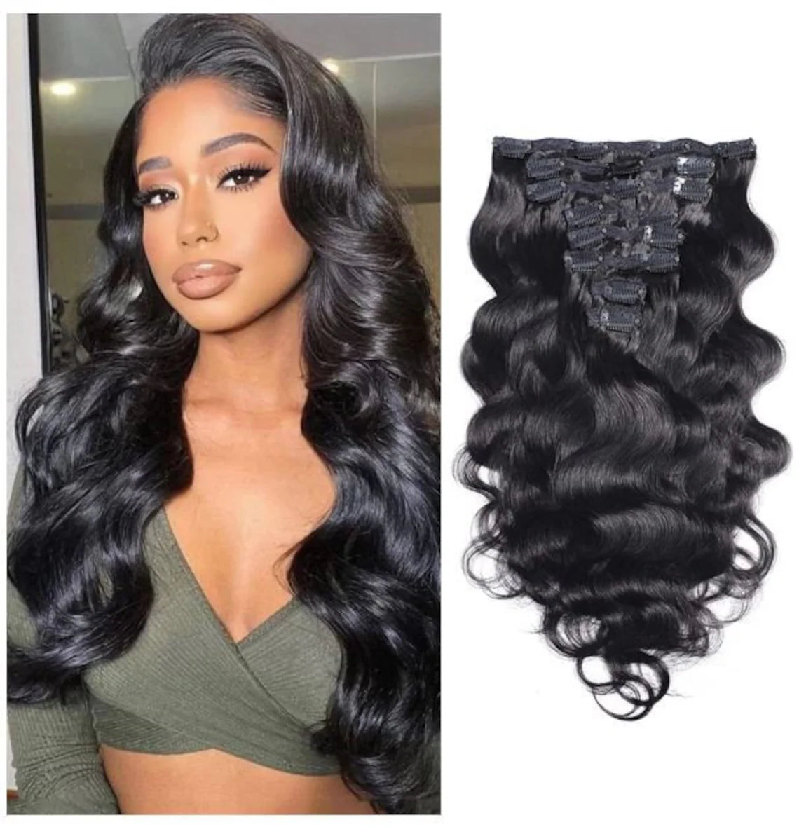 Indian Wavy Natural Black Clip-In Extensions