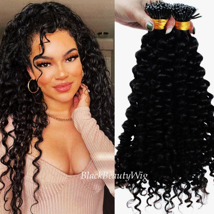 Indian Curly Natural Black I-Tip